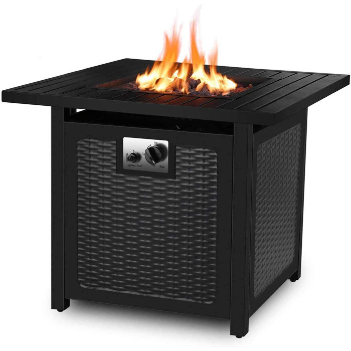 Latitude Run® Marca Steel Propane Outdoor Fire Pit Table with Lid